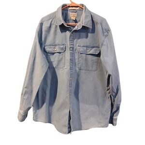 LL Bean Traditional Fit Long Sleeve Denim Chambray Button Up Shirt Men L Reg